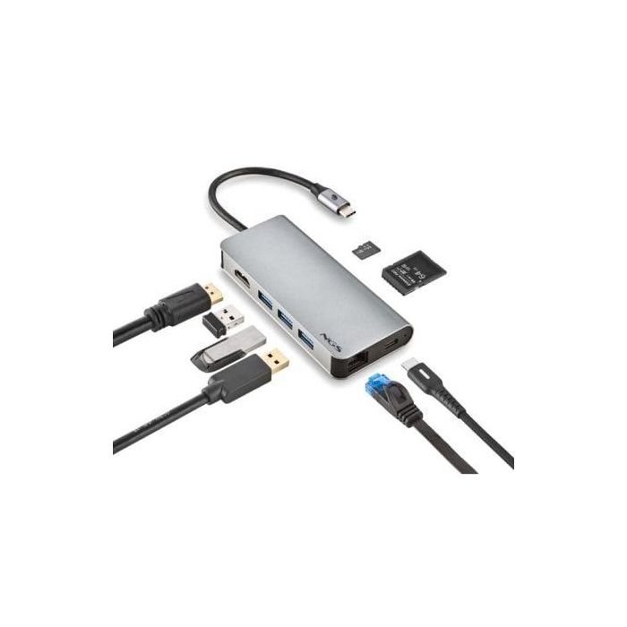 Docking USB Tipo-C NGS WonderDock8/ 3xUSB/ 1xUSB Tipo-C DP/ 1xHDMI/ 1xRJ45/ 1xLector Tarjetas SD 1