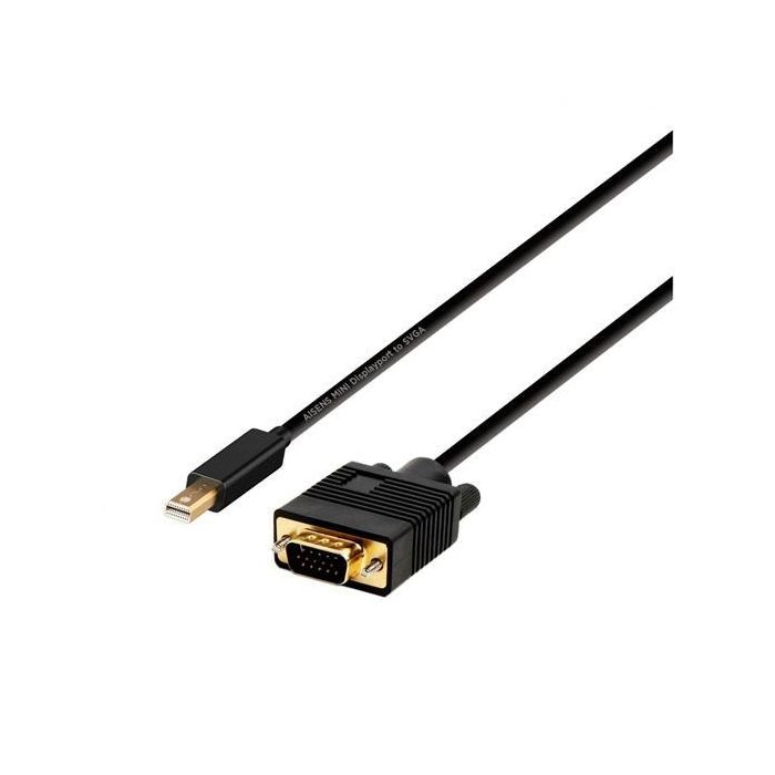 Aisens Cable Conversor Mini DisplayPort a VGA DP-M - VGA-M, 2.0M, Negro, Compatible con DisplayPort 1.2a, Resolución 1920x1200@60Hz