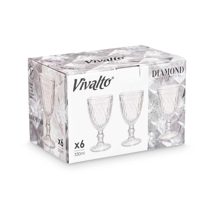 Copa Diamante Transparente 330 ml Vivalto - Vidrio 8.8x16.7x8.8 cm (24 Unidades) 2 Copa Diamante Transparente 330 ml Vivalto - Vidrio 8.8x16.7x8.8 cm (24 Unidades) 2