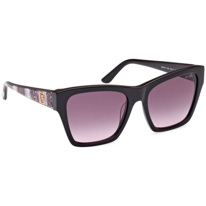 Guess GU00113 01B Gafas de Sol Cuadradas para Mujer Montura de Plástico Negra Brillante Cristal Gris Humo Degradado 55mm 2