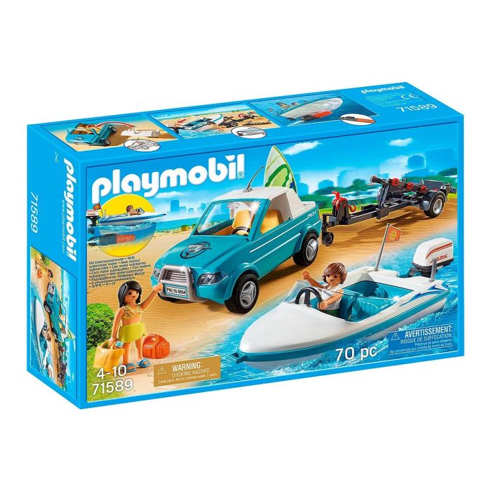 Playmobil 71589 Pick Up con Lancha Summer Fun: Vehículo con Remolque, Lancha, Motor Submarino, 2 Figuras, Tabla de Surf - +4 años Playmobil 71589 Pick Up con Lancha Summer Fun: Vehículo con Remolque, Lancha, Motor Submarino, 2 Figuras, Tabla de Surf - +4 años