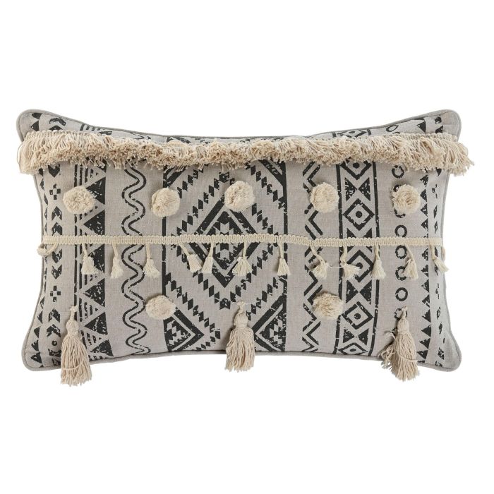 Cojin Boho DKD Home Decor Blanco Roto Negro 8 x 30 x 50 cm