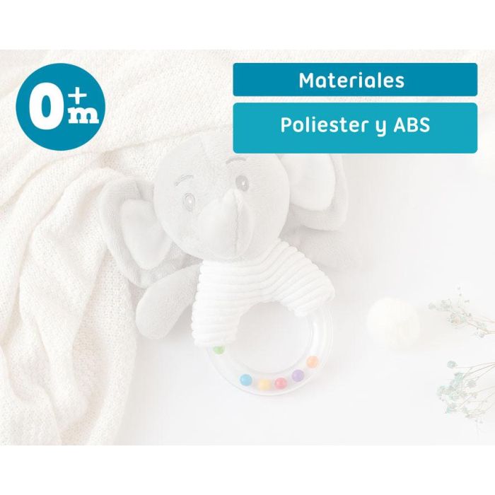 Kiokids Peluche Elefante Sonajero Gris 18 cm para Bebés +0 Meses - Suave, Adorable y Achuchable, Colección Dolci Amici 5