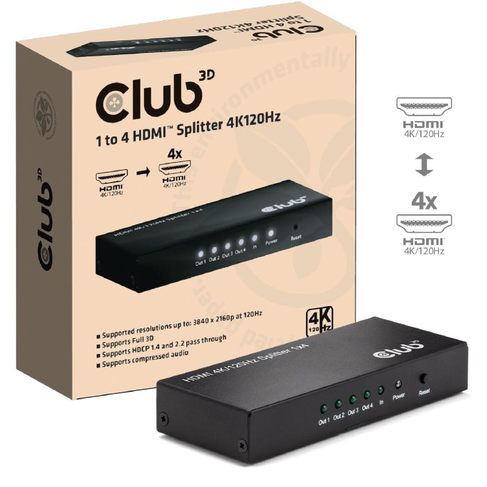 Club3D HDMI Splitter 1 Entrada -> 4 Salidas 4K120Hz UHD