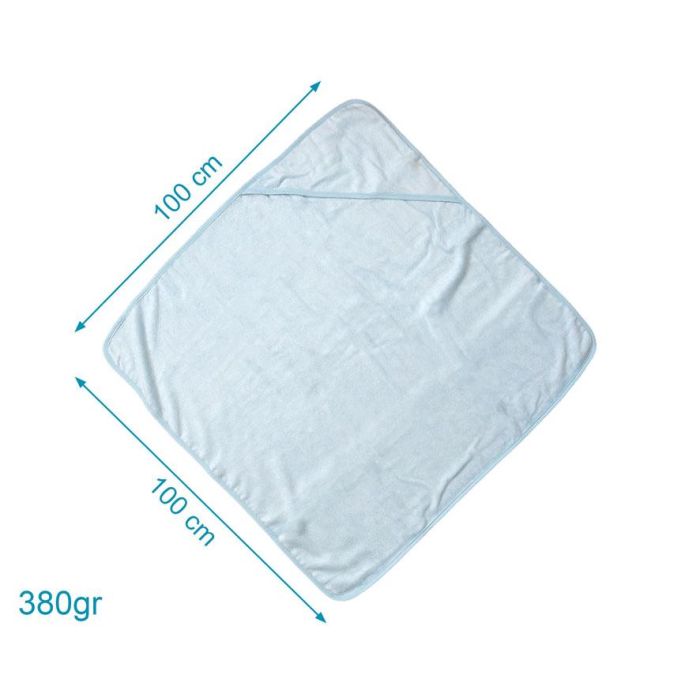 KioKids Toalla de Baño Bebé Bambú Azul 100x100 cm con Capucha Extra Suave OEKOTEX Termo Climática +0 Meses 3