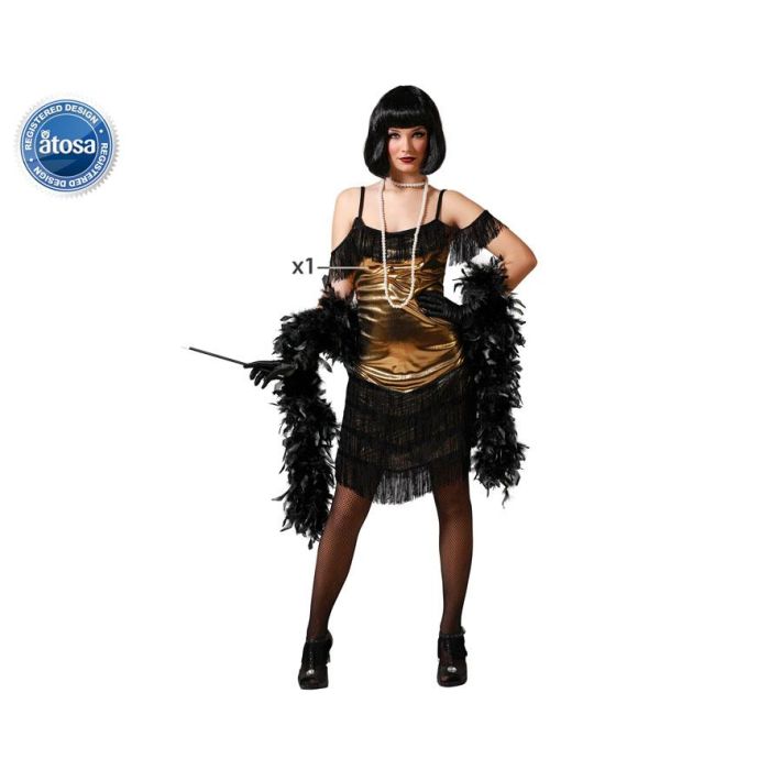 Disfraz Cabaret Dorado Flecos Mujer Adulto XS-S - Años 20, Negro Disfraz Cabaret Dorado Flecos Mujer Adulto XS-S - Años 20, Negro