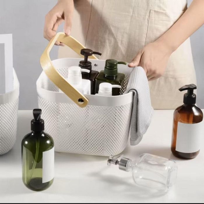 Inde Cesta Organizadora Cuadrada con Asa de Madera Confortime 25,4 x 26,3 x 18 cm 1