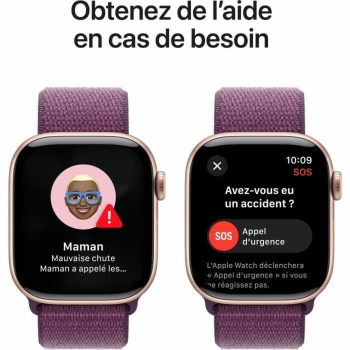 Apple Watch Series 10 GPS - 42 mm - Caja de aluminio en oro rosa - Correa deportiva color ciruela 1