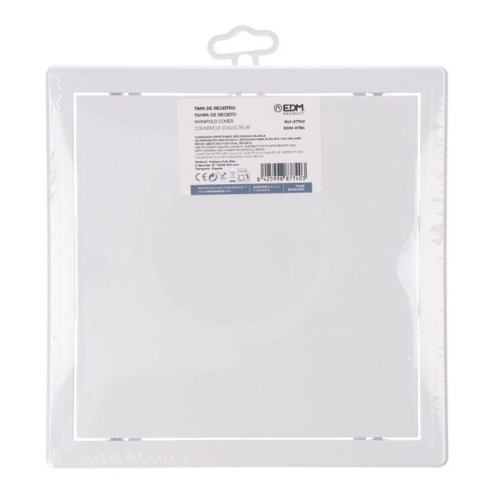 Edm Tapa de Registro Cuadrada Empotrable ABS Blanca 20x20cm 2 Edm Tapa de Registro Cuadrada Empotrable ABS Blanca 20x20cm 2