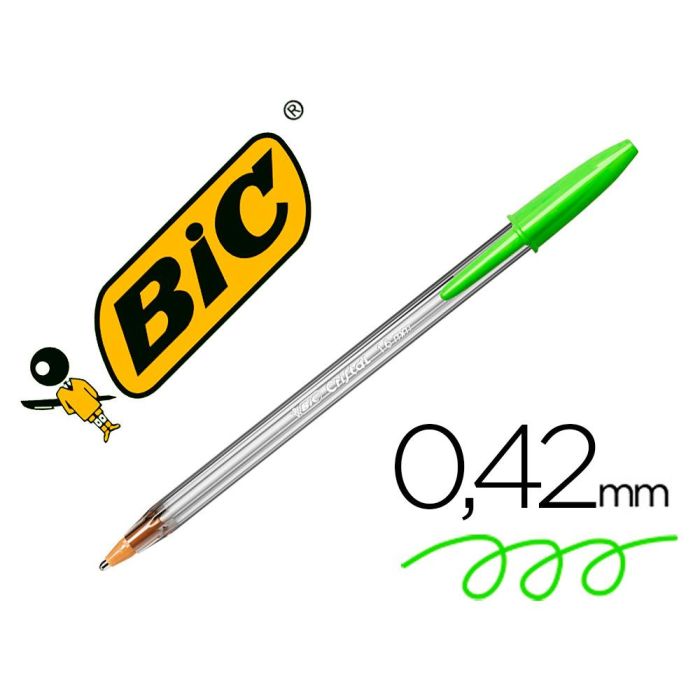 Boligrafo Bic Cristal Fun Verde Lima Punta 1,6 mm 20 unidades