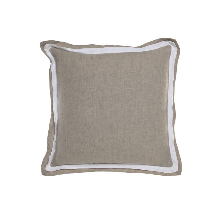 DKD Home Decor Cojín Tradicional de Lino Natural 50 x 50 cm (2 Unidades) con Zipper