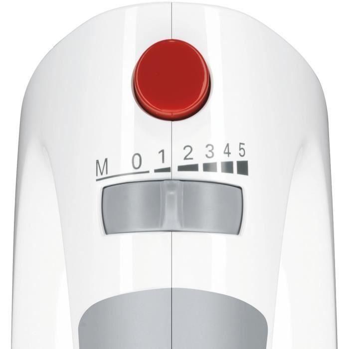 Batidora - BOSCH - MFQ3530 - 450 W - 5 velocidades - 2 batidores / 2 ganchos amasadores de acero inoxidable - Blanco / Gris 2 Batidora - BOSCH - MFQ3530 - 450 W - 5 velocidades - 2 batidores / 2 ganchos amasadores de acero inoxidable - Blanco / Gris 2