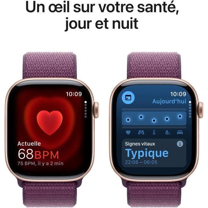 Apple Watch Series 10 GPS - 46 mm - Caja de aluminio en oro rosa - Correa deportiva color ciruela 4