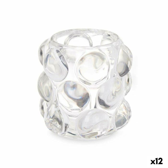 Portavelas Microesferas Transparente Cristal 8,4 x 9 x 8,4 cm (12 Unidades)