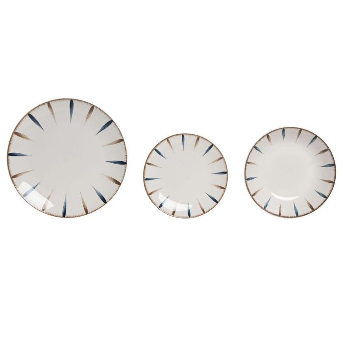 DKD Home Decor Vajilla Azul Blanco Porcelana Set de 18 Piezas Apto Microondas Lavavajillas 26.8 x 2.8 x 26.8 cm 1
