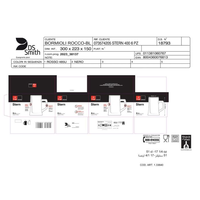 Caja 6 Jarras Cerveza Vidrio Stern Bormioli Rocco 51 cL