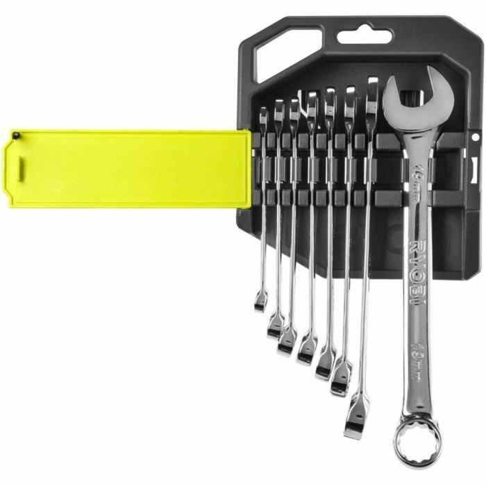 Juego de 8 llaves (8, 10, 11, 12, 13, 14, 17, 19 mm) - RYOBI - Ángulo de recuperación de 15° - Caja compatible con Ryobi LINK