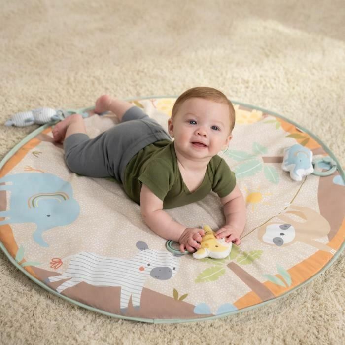 Ingenuity ING17448 Alfombra de juego plegable WonderWood para bebé, redonda con arco de madera, espejo y juguetes 3