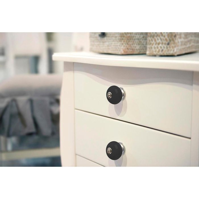 Blister con 4 pomos redondos para mueble fabricado en porcelana acabado negro mod. e517 ø40mm rei 2 Blister con 4 pomos redondos para mueble fabricado en porcelana acabado negro mod. e517 ø40mm rei 2