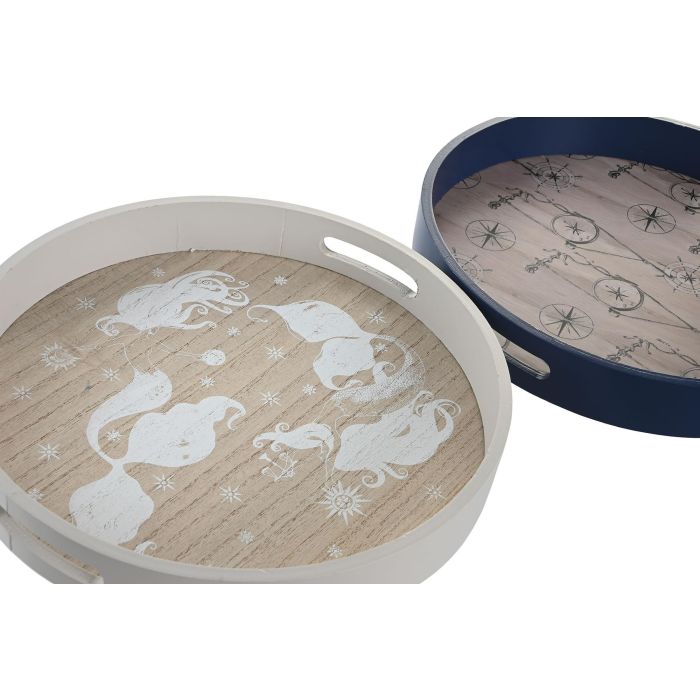 DKD Home Decor Bandeja Atlantico Azul Blanco 35 x 35 x 5 cm (2 Unidades) 1