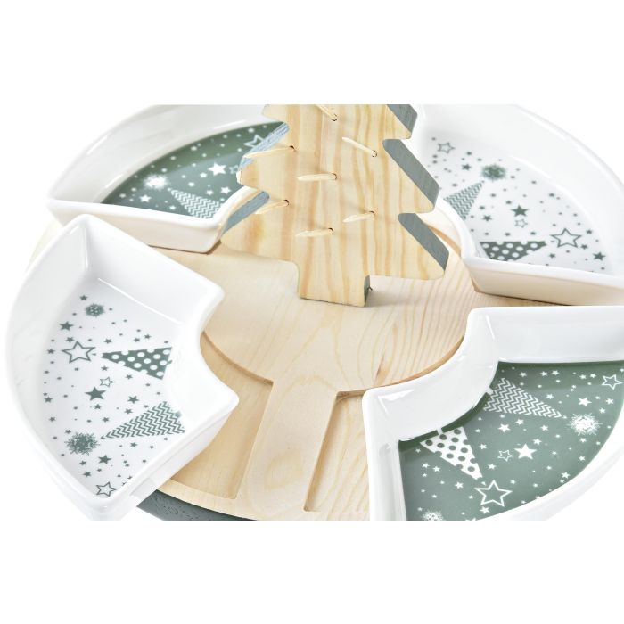 Aperitivo Navidad Tradicional DKD Home Decor Verde Blanco 21.5 x 13 x 21.5 cm Set de 5 1