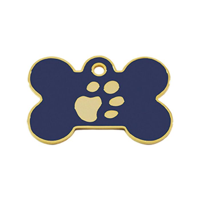 Placa identificativa para collar Imarc Bone Azul Dorado