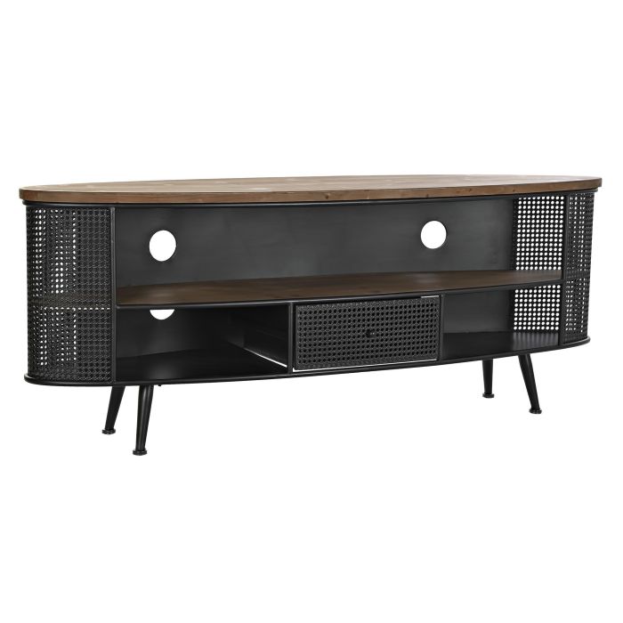 DKD Home Decor Mueble TV Loft Negro Marrón Abeto Metal 150x39x58 cm con 1 Cajón y 1 Estante Desmontable 0 DKD Home Decor Mueble TV Loft Negro Marrón Abeto Metal 150x39x58 cm con 1 Cajón y 1 Estante Desmontable 0