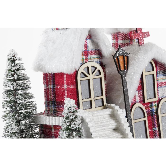 DKD Home Decor Decoración Luminosa Navideña Casa Alpina LED Rojo Blanco Verde 2 Unidades 18x31x27 cm 2