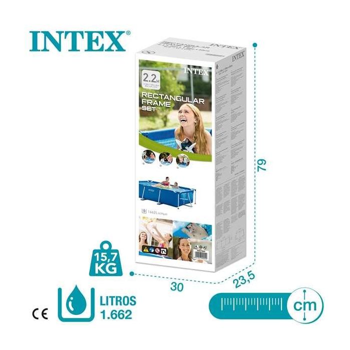 Intex Piscina Rectangular Desmontable 220x150x60 cm Capacidad 1662 Litros +6 Años