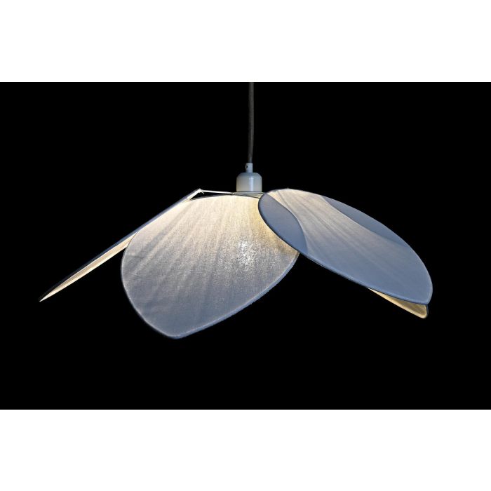 DKD Home Decor Lámpara de Techo Urban de Metal y Lino, Blanca, con 5 Hojas, E27 50W, 70x70x16 cm (Pack de 4 Unidades)