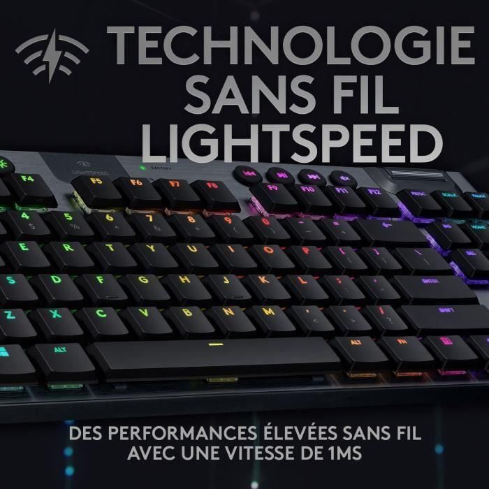 Logitech G915 TKL LIGHTSPEED RGB Teclado mecánico para juegos, inalámbrico, sin teclado numérico - GL Clicky 1