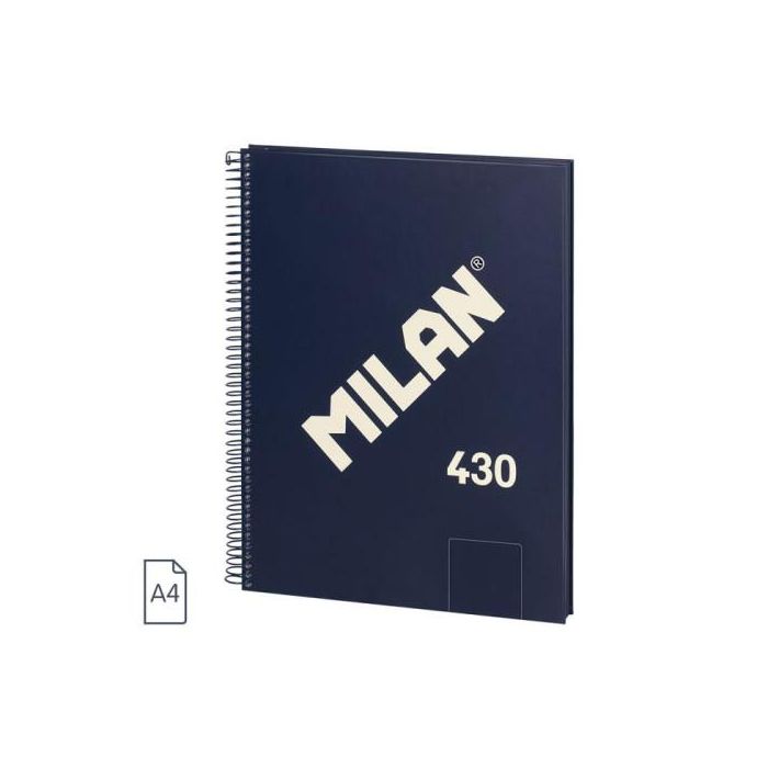 Cuaderno A4 con Espiral y Tapa Dura, 80 Hojas Blancas de 95 Gr/M, Colección 430 Since 1918, Azul Milan 57141E80B 1 Cuaderno A4 con Espiral y Tapa Dura, 80 Hojas Blancas de 95 Gr/M, Colección 430 Since 1918, Azul Milan 57141E80B 1