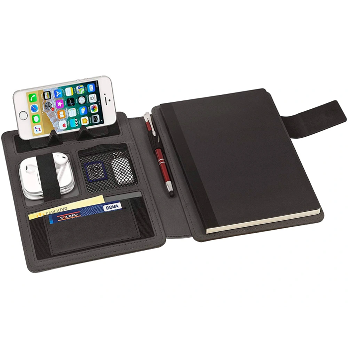 Carchivo Carpeta Portafolios Carchivo Venture DIN A5 con Cuaderno y Soporte Smartphone, Gris 3