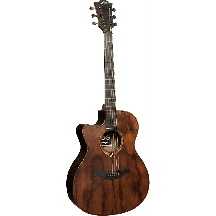 LAG Guitarra Acústica Auditorium Cutway A/E Natural Satinado Electroacústica Folk Zurdos Tapa Sólida Brankowood 2