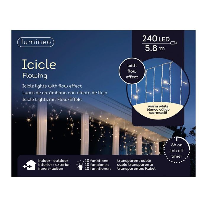 Lumineo Cortina led Icicle Lights 240 leds Luz Cálida Exterior 5,8 m 1
