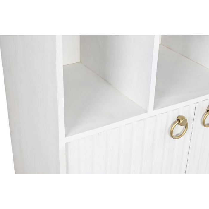 DKD Home Decor Estantería Moderna Blanca de Madera Mango y Metal con 2 Puertas y 6 Estantes Hecha a Mano 90x40x180 cm 1