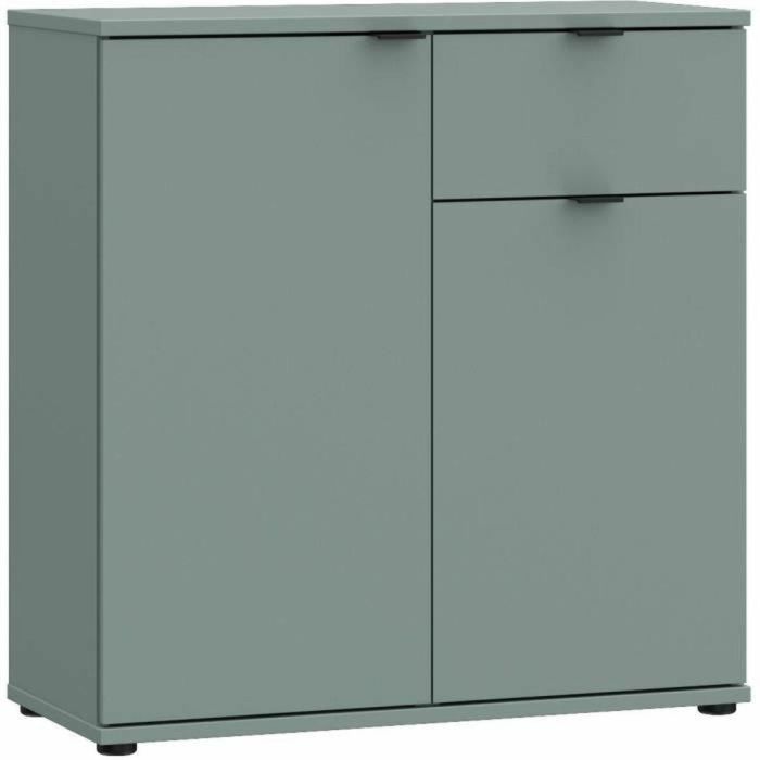Mueble de almacenaje pequeño GANYMEDE GNMK222LU59 - Aparador 2 puertas, 1 cajón - Salvia - 80,1 x 34,1 x 82,3 cm