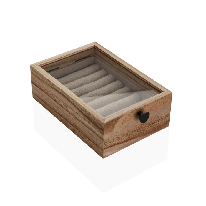 Versa Joyero de Madera Paulownia con Tapa de Cristal 19x12x6 cm (2 Unidades) 0 Versa Joyero de Madera Paulownia con Tapa de Cristal 19x12x6 cm (2 Unidades) 0