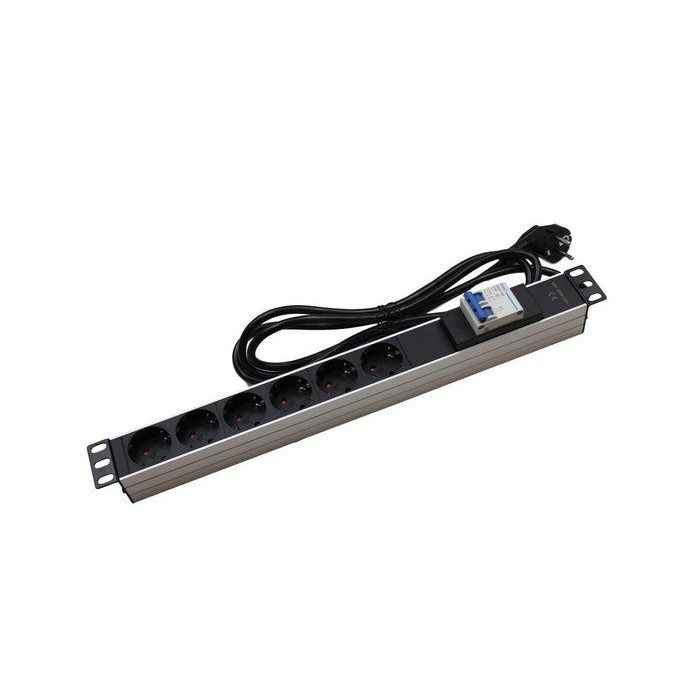 MicroConnect Regleta de alimentación de 19" de 6 Tomas con Magnetotérmico MicroConnect Regleta de alimentación de 19" de 6 Tomas con Magnetotérmico