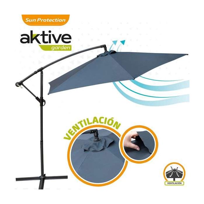 Parasol Aktive Gris 300 cm Ø 4,2 cm Aluminio 6 Parasol Aktive Gris 300 cm Ø 4,2 cm Aluminio 6