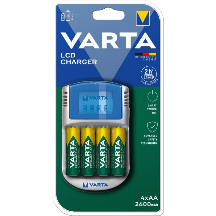 Varta Cargador LCD para Pilas AA y AAA con Indicador de Nivel, Incluye 4xAA 2600mAh y Adaptador 12V 2 Varta Cargador LCD para Pilas AA y AAA con Indicador de Nivel, Incluye 4xAA 2600mAh y Adaptador 12V 2