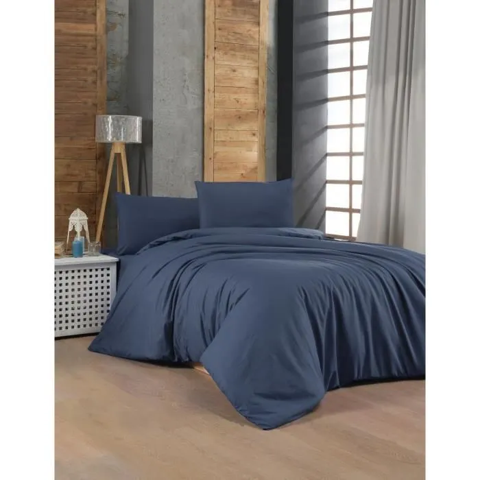 Juego de cama 220x240 cm + 2 fundas de almohada 60x60 cm 100% algodón reforzado Azul ASI8684282554158 0 Juego de cama 220x240 cm + 2 fundas de almohada 60x60 cm 100% algodón reforzado Azul ASI8684282554158 0