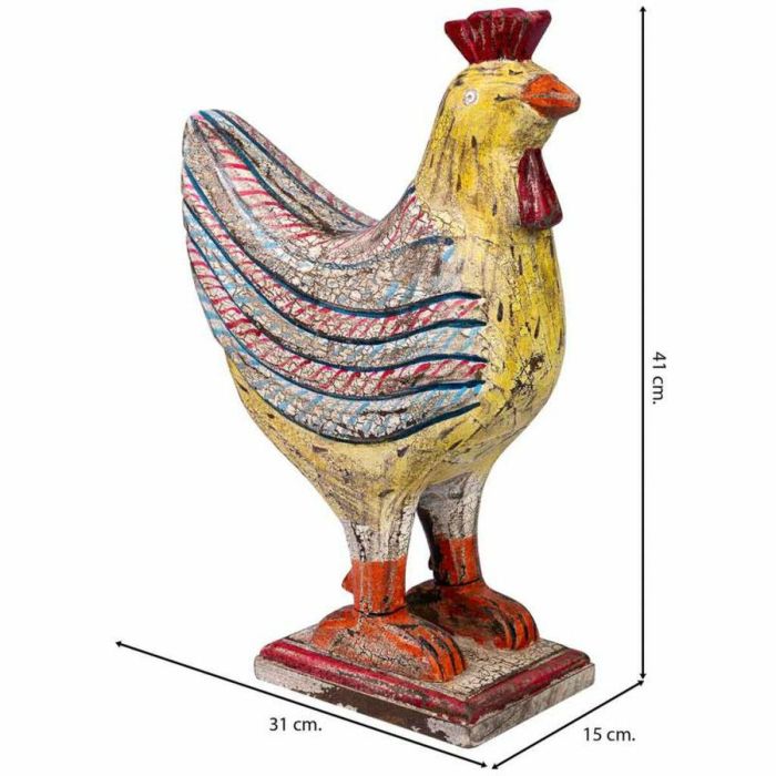 Figura Decorativa Alexandra House Living Madera de mango Gallo 15 x 41 x 31 cm 5