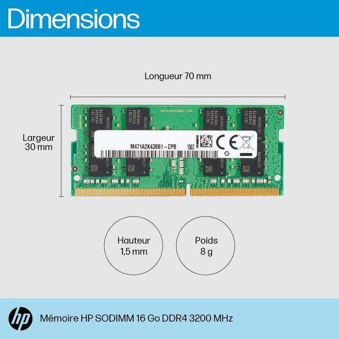 HP Memoria SODIMM 16GB DDR4 3200 MHz para Laptop, Mejora de Rendimiento y Capacidad 4