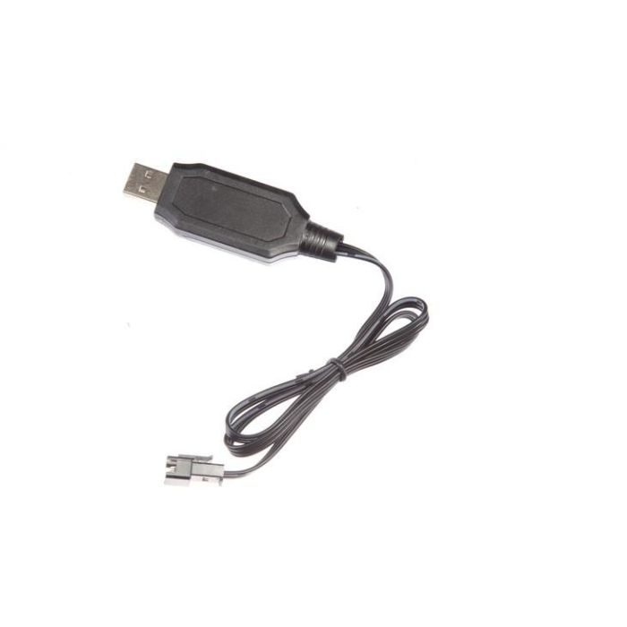 Carrera 370600054 Cable USB 1A para Baterías LiFePo4 6.4V, Cargador RC Negro Compatible con Carrera