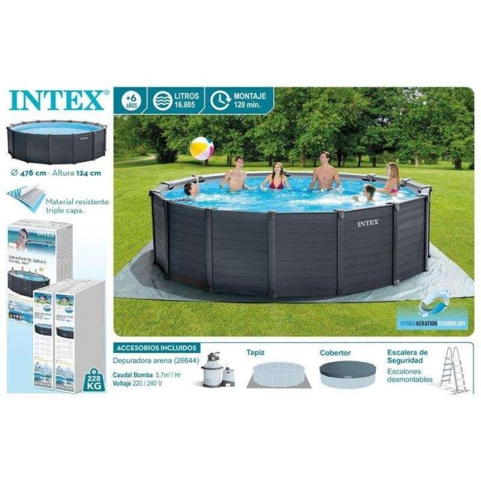 Piscina graphite gray panel d478x124 cm(c/bomba aren 2 Piscina graphite gray panel d478x124 cm(c/bomba aren 2