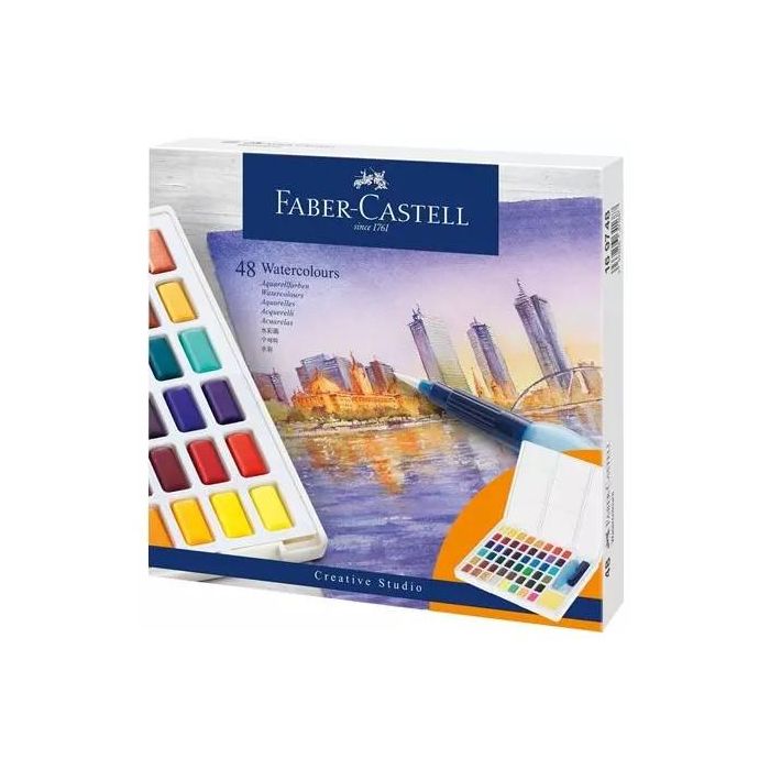Faber Castell Acuarelas en Pastillas Creative Studio, Estuche de 48 Colores Surtidos 0 Faber Castell Acuarelas en Pastillas Creative Studio, Estuche de 48 Colores Surtidos 0