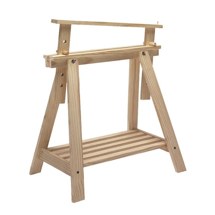 Astigarraga Caballete decorativo inclinable de pino macizo 70x70x45cm, resistencia 400kg