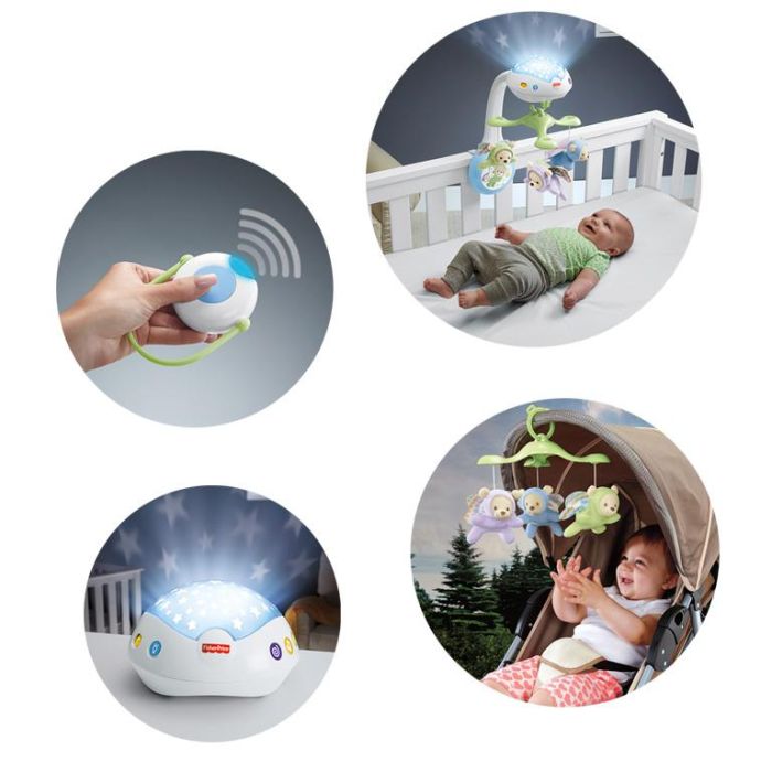 Fisher-Price Cdn41 Móvil con luz y proyector 3 en 1 Ositos voladores para cuna y carrito. Calma a tu bebé con música y estrellas. 1 Fisher-Price Cdn41 Móvil con luz y proyector 3 en 1 Ositos voladores para cuna y carrito. Calma a tu bebé con música y estrellas. 1