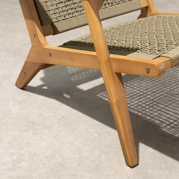 Sillón bajo en madera FSC Acacia y resina trenzada - 1 persona - Merida - Verde oliva 1 Sillón bajo en madera FSC Acacia y resina trenzada - 1 persona - Merida - Verde oliva 1